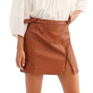 Free People Cognac Mini Skirt